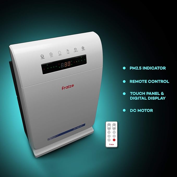 Fraize 7 Stage Purification 43-Watt Room Air Purifier with HEPA filter | 367 sq. ft. Coverage Area | 99.97% efficiency (White) | Brand New Seal Packed