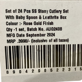 Sanjeev Kapoor Set of 24 Pcs SS Stony Cutlery Set With Baby Spoon & Leathrite Box Gold Finish