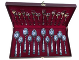 Sanjeev Kapoor Set of 24 Pcs SS Stony Cutlery Set With Baby Spoon & Leathrite Box - Stainless Steel Finish