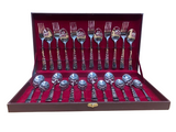 Sanjeev Kapoor Set of 24 Pcs SS Stony Cutlery Set With Baby Spoon & Leathrite Box - Stainless Steel Finish