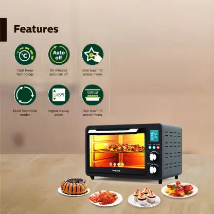 PHILIPS 25-Litre HD6975/00(882697500010 Oven Toaster Grill (OTG) with Motorised Rotisserie,Opti Temp Technology (Grey)
