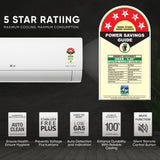 LG 1.5 Ton 5 Star RS-Q19CNZE Inverter Split AC, White