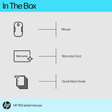 HP 150 Wired Mouse- Elegant Ergonomic Design, 1600 DPI Optical Tracking, USB Plug & Play / 3 Years Warranty (240J6AA), Black
