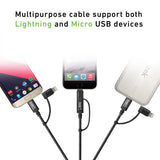 Itek CBL013-BK 2-in-1 USB to Micro USB, Lightning Rapid Charge Cable, Black