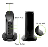 Itek WCH005 5 Port USB Desktop Wall Charging Multi Ports Rapid Adapter (Black)