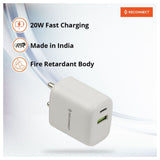 Reconnect 20 Watt Fast Charging Wall Charger RAUAB2105, White