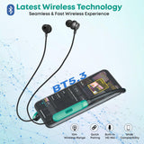 pTron InTunes Classic Bluetooth 5.2 Wireless in-Ear Headphones with Mic, 24H Playback, 13mm Driver, Fast Charging Type-C Neckband, Dual Pairing, Voice Assist & IPX4 Water Resistant (Jet Black/Green)