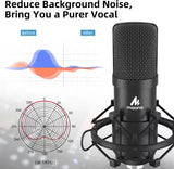 MAONO AU-A03 Condenser Microphone Kit Podcast Mic with Boom Arm Microphone Stand (Black)