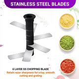 Inalsa Manual Chopper Chop It XL - Six Layer SS Chopping Blade | Coarse, Medium, Fine for All Types of Chopping | 900 ml Capacity | Anti Skid Base (Navy Blue, Plastic)
