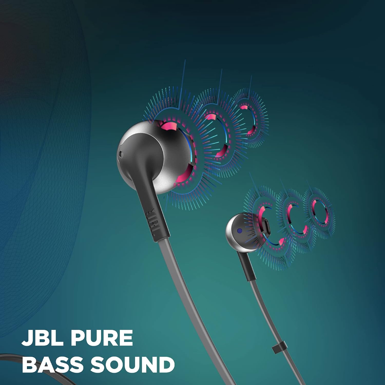 JBL T205BT Wireless Bluetooth in Ear Neckband Headphones with Mic (Black)