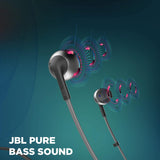 JBL T205BT Wireless Bluetooth in Ear Neckband Headphones with Mic (Black)