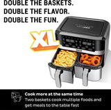 INALSA Air Fryer Nutri Fry Dual Zone-2100 W 10L with Sync Basket & Finish Features 11 Versatile Programs Touch Control & Digital Display