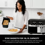 INALSA Air Fryer Nutri Fry Dual Zone-2100 W 10L with Sync Basket & Finish Features 11 Versatile Programs Touch Control & Digital Display