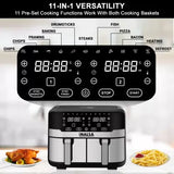 INALSA Air Fryer Nutri Fry Dual Zone-2100 W 10L with Sync Basket & Finish Features 11 Versatile Programs Touch Control & Digital Display