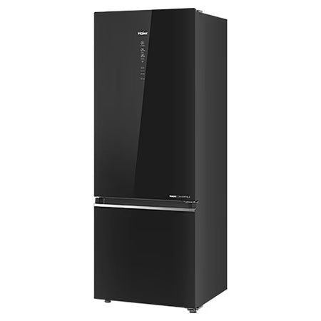 Haier 355 litres 3 Star Double Door Refrigerator, Black Glass HRB-4053PKG-P