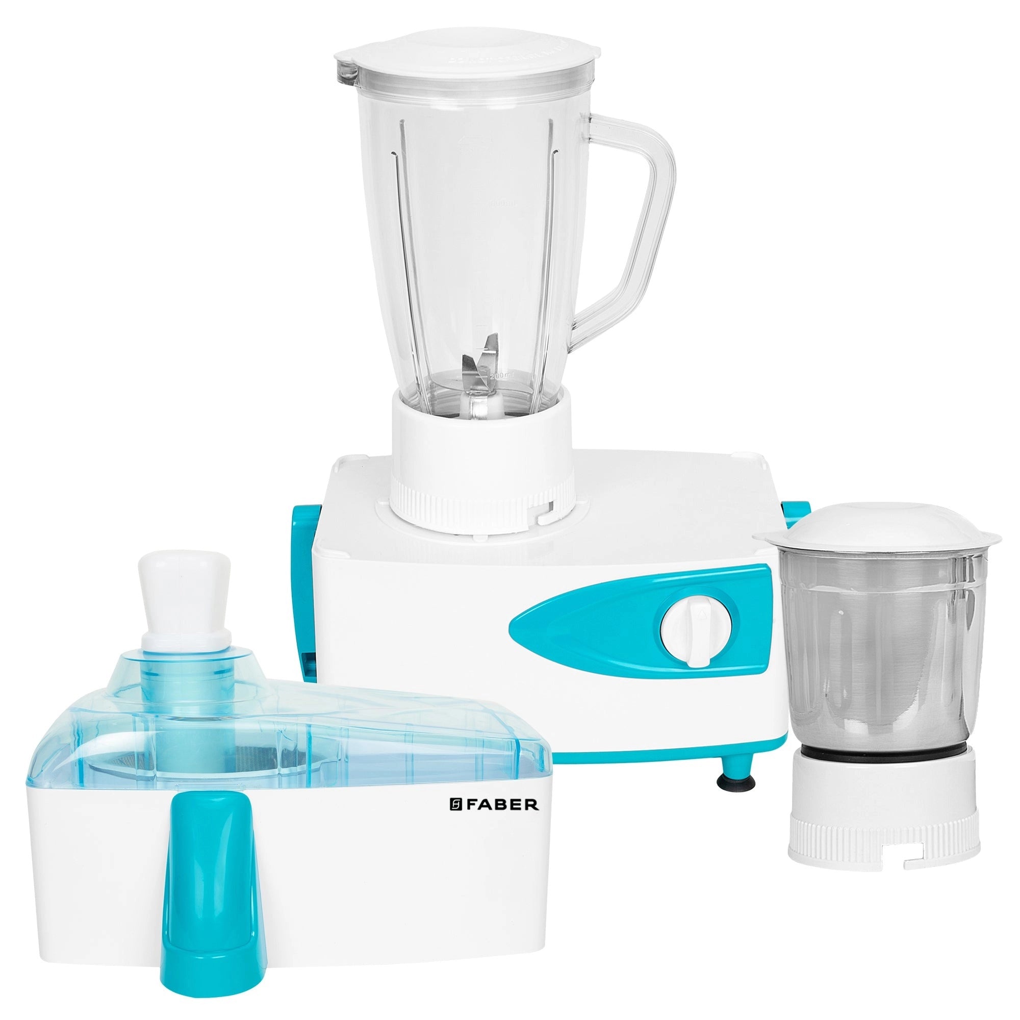 Faber FJG 500W 2J ZEUS WH 500W Juicer Mixer Grinder | 18000 RPM, 3-Speed Control, Double Lock Technology | 2 Multipurpose Jars, High Performance Blade, Micromesh Juicing Sleeve, Spatula