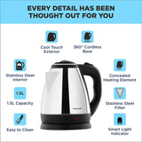 Butterfly EKN 1.5-Litre Electric Kettle (Silver with Black)