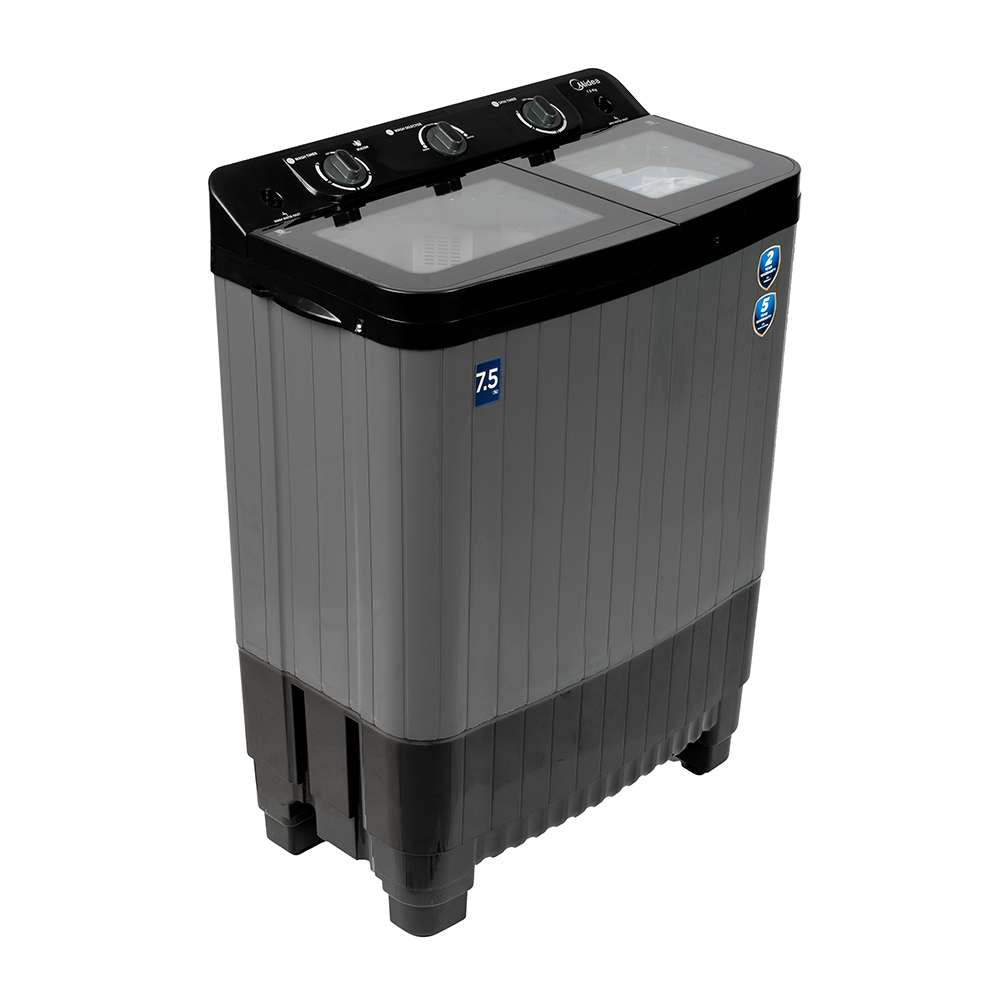 Midea Washing Machine Semi Automatic 7.5Kg Glass Lid Black Grey(MWMSA075GPG(KW)
