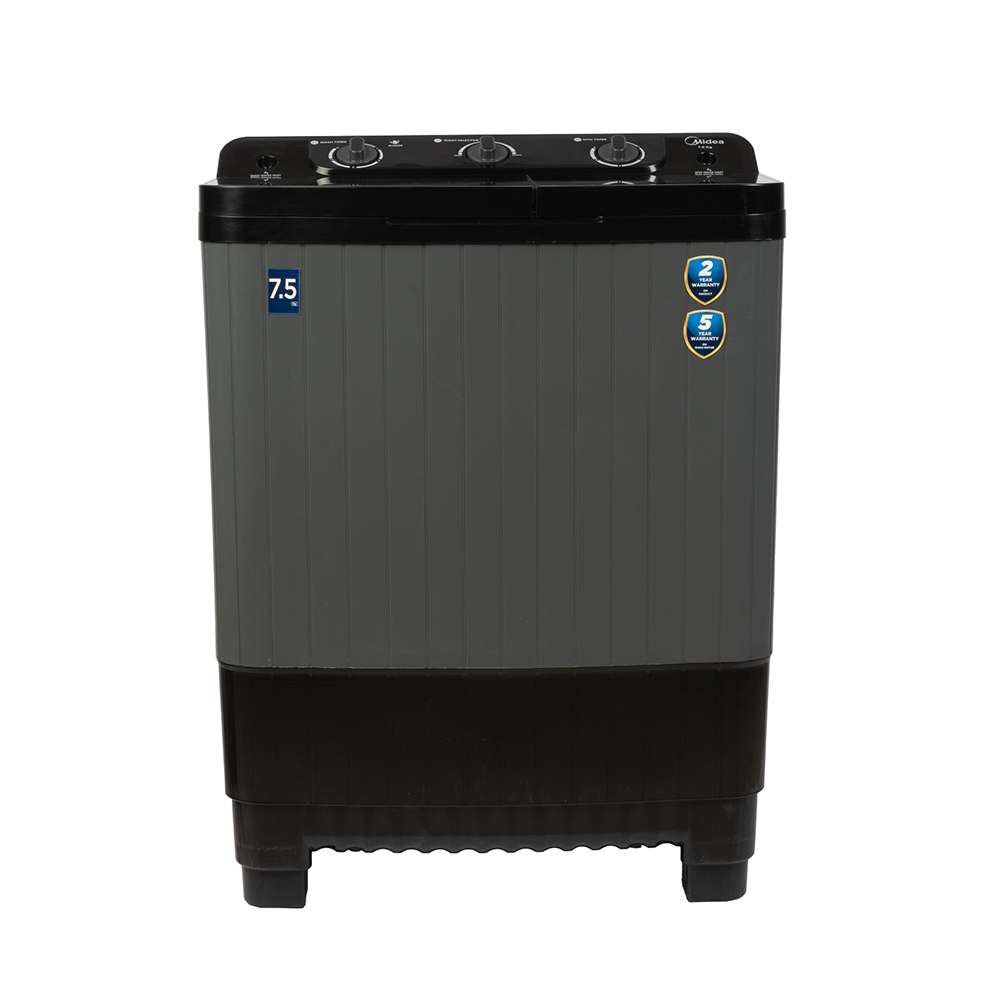 Midea Washing Machine Semi Automatic 7.5Kg Glass Lid Black Grey(MWMSA075GPG(KW)