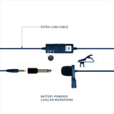 JBL Commercial CSLM20B Blue Lavalier Microphone With Clip,Windshield, LR44 Battery,Adapter