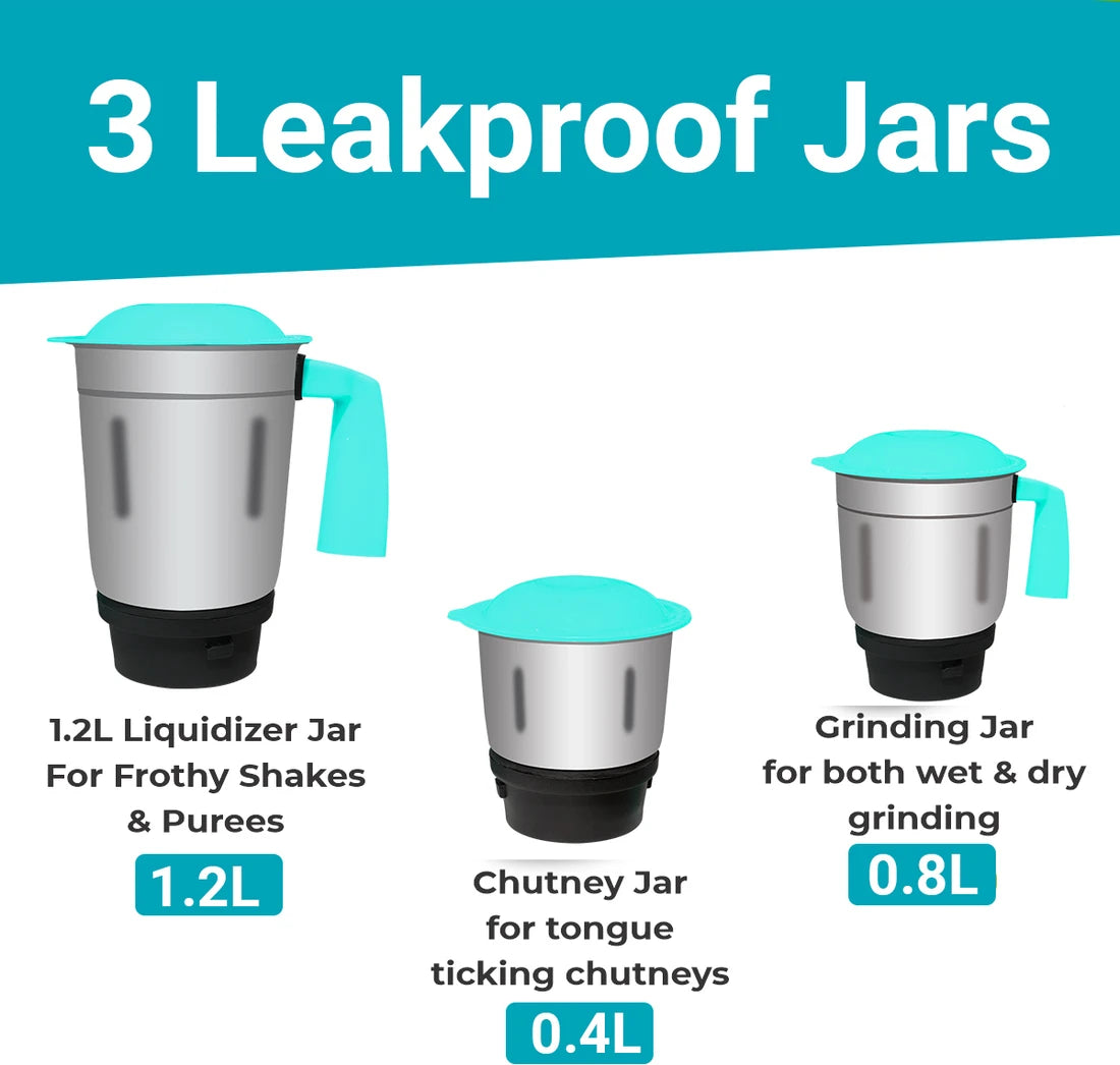 Inalsa Mixer Grinder Dash 600 (3 Jar, White & Blue)