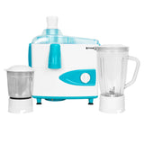 Faber FJG 500W 2J ZEUS WH 500W Juicer Mixer Grinder | 18000 RPM, 3-Speed Control, Double Lock Technology | 2 Multipurpose Jars, High Performance Blade, Micromesh Juicing Sleeve, Spatula