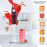 Maharaja Whiteline Plastic Speedmix Super Plus Hand Blender, 250W, Duraforce Advanced Blade Technology, 800Ml Multi-Purpose Jar, Cherry Red & White, Standard, 250 Watt