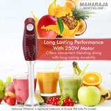 Maharaja Whiteline Plastic Speedmix Super Plus Hand Blender, 250W, Duraforce Advanced Blade Technology, 800Ml Multi-Purpose Jar, Cherry Red & White, Standard, 250 Watt