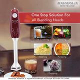 Maharaja Whiteline Plastic Speedmix Super Plus Hand Blender, 250W, Duraforce Advanced Blade Technology, 800Ml Multi-Purpose Jar, Cherry Red & White, Standard, 250 Watt