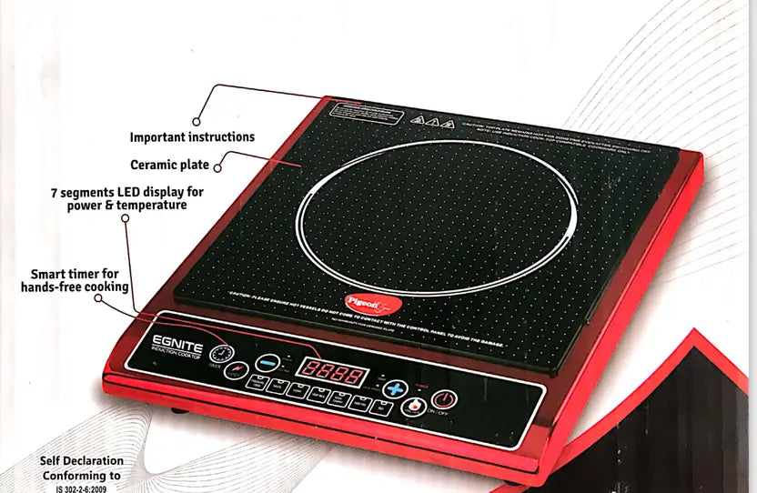 Pigeon 1800 W Induction Cooktop Push Button (Black, Egnite 1800W)