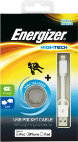 Energizer Micro USB Cable 0.08 m Energizer Hightech USB Pocket Lightning Cable (Compatible with iPod, iPhone, iPad, White)