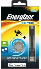 Energizer Micro USB Cable 0.08 m Energizer Hightech USB Pocket Lightning Cable. (Compatible with iPod, iPhone, iPad, Black)