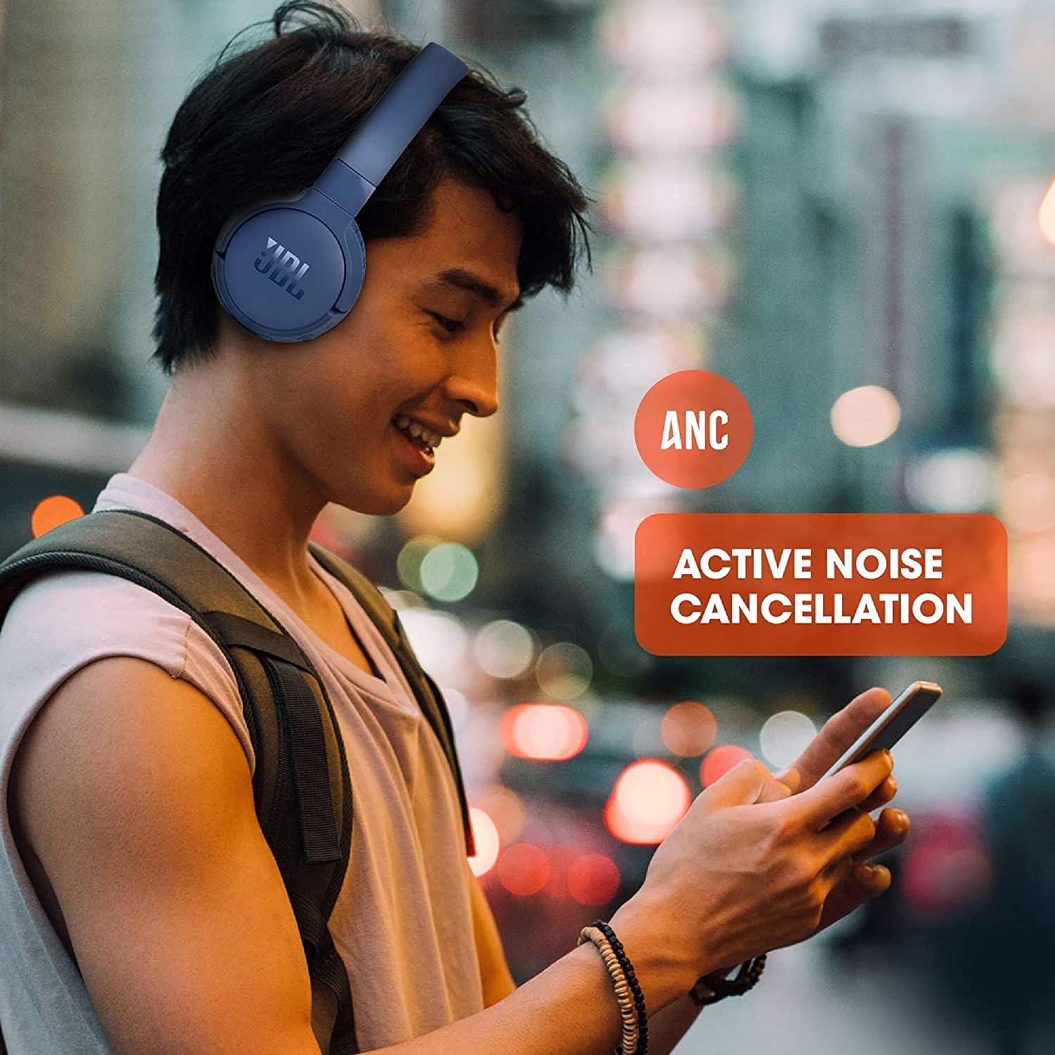 JBL Tune 660NC Wireless Bluetooth On Ear Headphone with Mic (Blue)