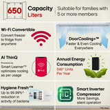 LG 650L Side by Side Refrigerator, Wi-Fi Convertible, DoorCooling+™, Smart Inverter Compressor, Black Mirror Finish, 3 Star (GLB257DBM3, 2025 Model)