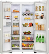 LG 650 Litres Side by Side Door Convertible Refrigerator with Door Cooling+, Hygiene Fresh+, Glass Finish (GL-B257DLW3, Linen White)