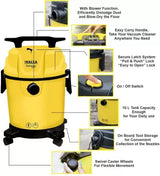 INALSA Wet and Dry Vacuum Cleaner for Home,10 ltr Capacity,1200 W,14 kPa Suction,Blower Function,Wet Vacuum Cleaner for Sofa, House Cleaning Machine,Vaccine Cleaner for Home(Homeasy Wd10)