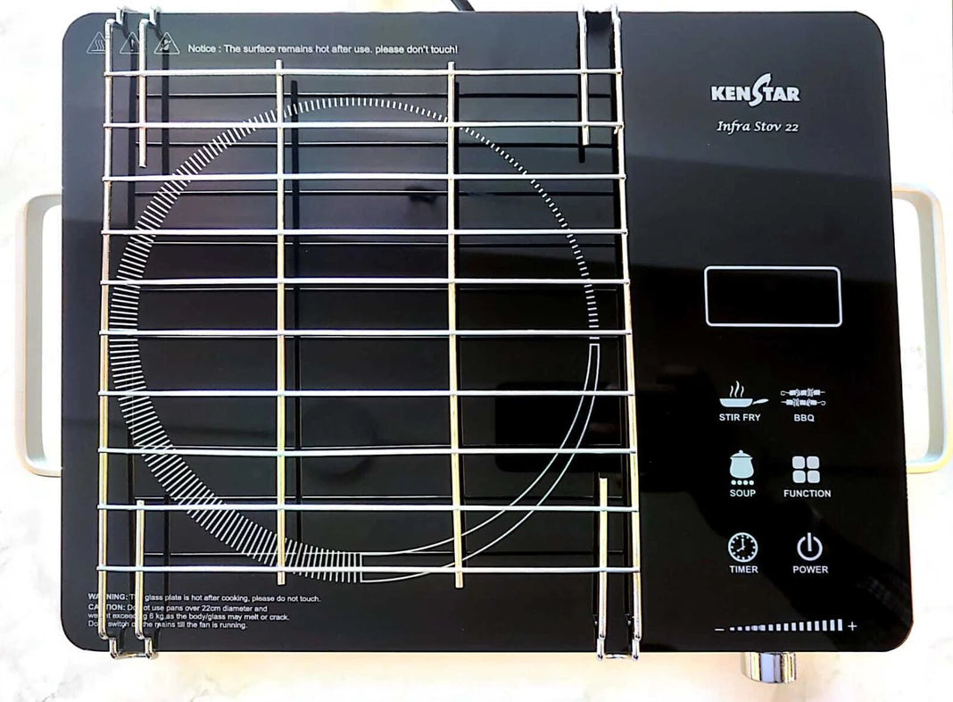 Kenstar 2200 W Radiant Cooktop Infrared Induction with Jog Dial, Touch Panel (Silver, Black, INFRA STOV 22)