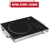 Kenstar 2200 W Radiant Cooktop Infrared Induction with Jog Dial, Touch Panel (Silver, Black, INFRA STOV 22)
