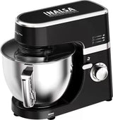 INALSA Stand Mixer 1200W|Pure Copper Motor|5.3L SS Bowl With Splash Guard|Metal Gears for Extra Durability|Accessories Included|Dishwasher Safe|Baking,Cake Mixer,Kneading-Kratos Plus (Black)