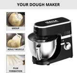 INALSA Stand Mixer 1200W|Pure Copper Motor|5.3L SS Bowl With Splash Guard|Metal Gears for Extra Durability|Accessories Included|Dishwasher Safe|Baking,Cake Mixer,Kneading-Kratos Plus (Black)