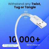 EVM Micro USB Cable 2 A 1 m Micro USB High Speed Charging Data Cable with Advance Technology C-014 (Compatible with Mobile, Tablet, Walkman, Powerbank, White, One Cable)