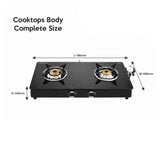 UCOOK JUNTO A 2 Burner Stainless Steel Black Glass Top Gas Stove