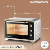 Morphy Richards RCSS LuxeChef 45 Litres Oven Toaster Griller (OTG) with Illuminated Chamber, Stainless Steel Body, Gold Matte Black