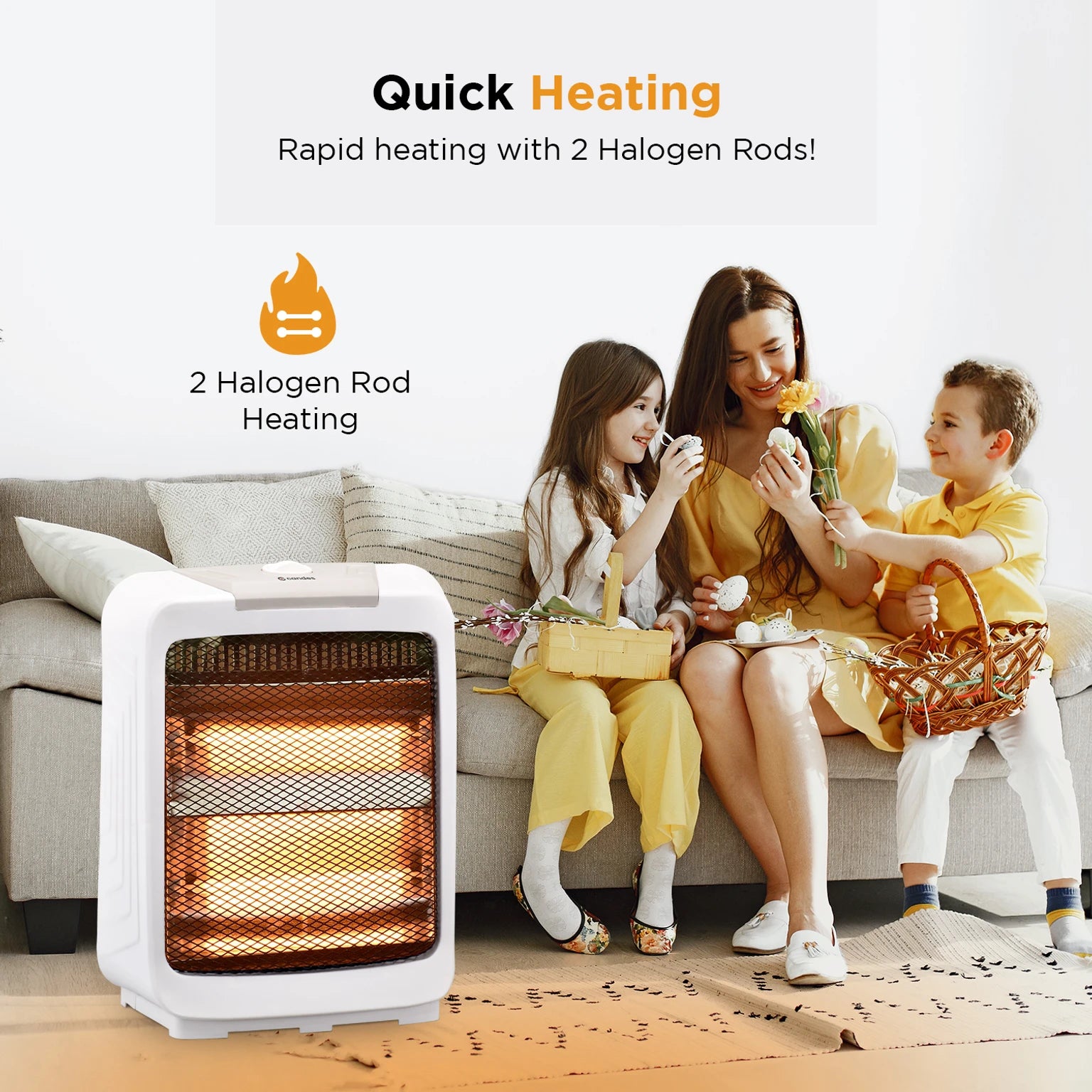 Candes New Infra2 Noiseless 800Watt Portable (ISI Certified) With ABS Body, Overheating Protection, & Safety Mesh Halogen Room Heater