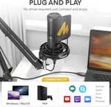 MAONO AU-PM461S Condenser PREMIUM Microphone With Sturdy Scissor Arm Stand