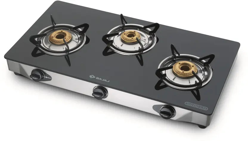 BAJAJ Majesty CGX3 Eco with AI Glass Manual Gas Stove (3 Burners)