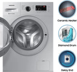 SAMSUNG 6 kg 5 Star With Hygiene Steam and Ceramic Heater Fully Automatic Front Load with In-built Heater Silver (Touched Up)