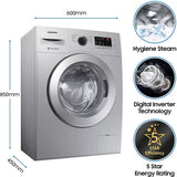 SAMSUNG 6 kg Inverter, 5 star, Hygiene Steam, Digital Inverter Fully Automatic Front Load Washing Machine with In-built Heater Silver (WW60R20GLSS/TL)