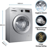 SAMSUNG 6 kg 5 Star With Hygiene Steam and Ceramic Heater Fully Automatic Front Load with In-built Heater Silver (Touched Up)