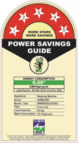 SAMSUNG 6 kg Inverter, 5 star, Hygiene Steam, Digital Inverter Fully Automatic Front Load Washing Machine with In-built Heater Silver (WW60R20GLSS/TL)